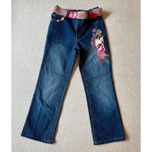 Vintage Y2K Disney Princesses Denim Embroidered Jeans Girls Size 6 Ariel Jasmine - Picture 5 of 7
